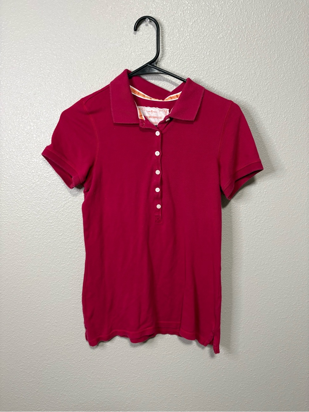 Mossimo Supply Co Y2K Pink Fuchsia Stretch Polo Shirt Women’s Large